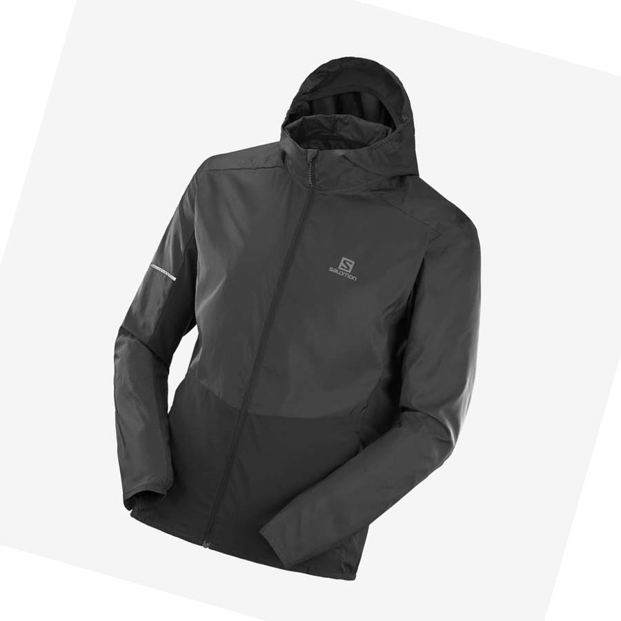 Salomon AGILE WIND WINDBREAKERS Kabát Férfi Fekete | HU 2357HAP